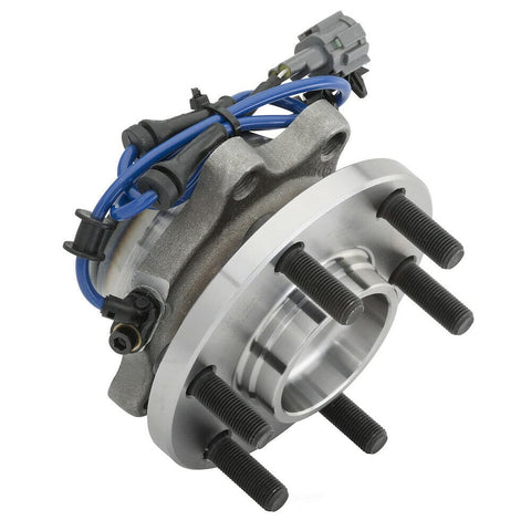 Front Wheel Hub Bearing Assembly With ABS Replacement For Nissan Frontier 2005 To 2025, showing assembly view with wires and bolts