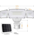 Solar Security Light With Motion Sensor Rechargeable 2400mAh Battery Delivers 1600 Lumen Flood Light IP65 Weatherproof Outdoor Lighting