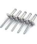 Five pieces of 60 Pcs Large Flange Blind Rivets Aluminum 3/16 By 5/8 Inch Grip Range 8 To 12mm Flange Diameter 5/8 Inch Corrosion Resistant