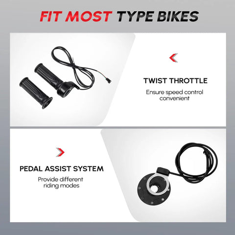 Beefy 750W Front Wheel Ebike Conversion Kit With 36V System, 20 Inch Wheel, PAS LCD Display, Controller, Brake Lever, Torque Arm For Fast, Smooth Rides And Easy DIY E Bike Upgrade, twist throttle and PAS sensor