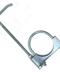 Beefy Heavy Duty Universal Exhaust Clamp With Hanger For 3 Inch Exhaust Pipes viewed from top angle.