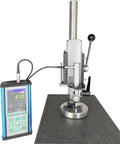 Portable Ultrasonic Hardness Tester With Test Stand And Heavy Gauge Probe, dual scale display measuring steel part toughness.