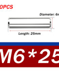 Top Shelf 304 Stainless Steel Solid Dowel Pins 10 Pack Precision Ground, 6mm diameter, 25mm length for CNC machining and jigs.