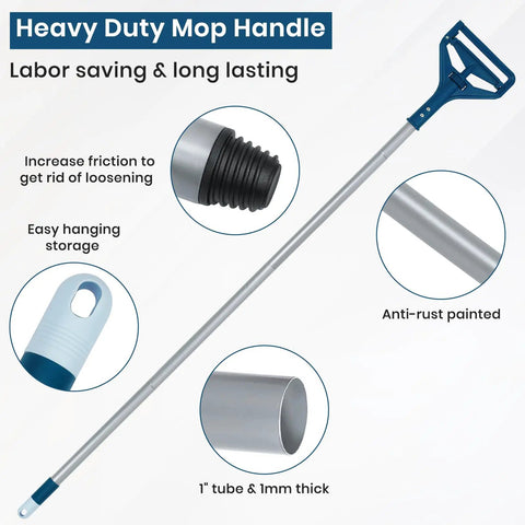 Six Pack Commercial Wet Mop Handles With Side Gate Quick Change Design Heavy Duty Industrial Mop Sticks 57 Inch Replacement Grippers For Janitorial Cleaning And Maintenance