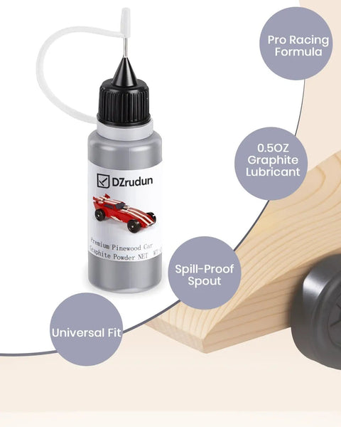 Graphite Powder For Pinewood Derby Cars Half Ounce Dry Lubricant For Axle And Wheel Use With Pinewood Weights Kit bottle
