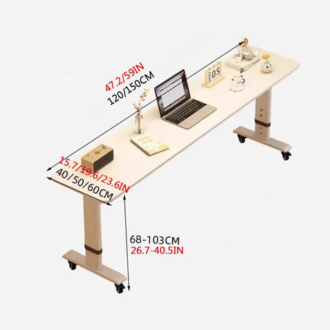 Game Changing Ergonomic Height Adjustable Overbed Table With Smooth Ball Bearing Casters For Mobile Laptop Workstations, 120/150CM size.