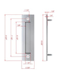 Diagram of 8-inch barn door handle from the 48 Inch Aluminum Bypass Sliding Door Hardware Kit with dimensions