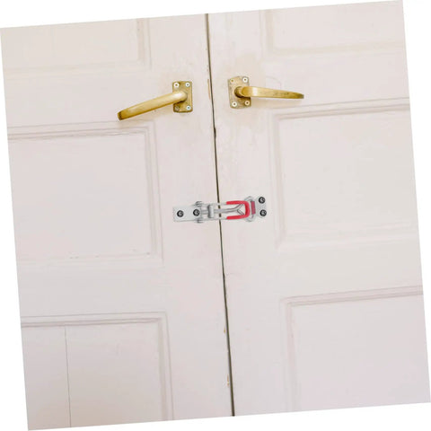 4 Pack Adjustable Metal Toggle Latch Clamps For Cabinets, Doors, Boxes And Toolboxes Up To 360 Lbs Capacity, Easy Install Pull Hasp Lock With Galvanized Iron, Plated Joints, Heavy Duty Security Latch Hardware on white cabinet doors
