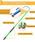 Pro Grade Insulated Rescue Pole Six Point Five Ft High Voltage Rescue Hook For Power Stations Factories And Auto Maintenance