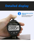 Hella Precise Electronic Digital Shore Durometer Type A D C Hardness Tester Meter with LCD screen held in hand displaying measurement.