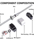 End Machined Ballscrew Set With Ballnut Housing, BK BF12 Support And Coupler For CNC Machines And 3D Printers, 450mm Length
