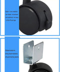 Heavy Duty 1.5 Inch Swivel Caster Wheels With Locking Brake For Furniture, close-up of nylon wheel and metal U-shaped bracket.