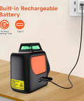 Plumb Dot Laser Level 360 Self Leveling For Fast Accurate Vertical Alignment In Walls Ceilings Pipes And Installations PV360G Pro Grade Tool With Precision Dots Easy Setup And Reliable Self Leveling Performance, black laser level with Type-C charging cable