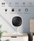 Indoor security cam showcasing Two Pack 1080P Indoor Security Cams With Night Vision, 2 Way Audio, Alexa compatibility on a table.