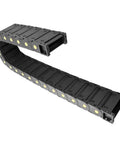 Cable Drag Chain 25x77mm Closed Type R55 for CNC Machines and Automation, one-direction bending, protective cable carrier.