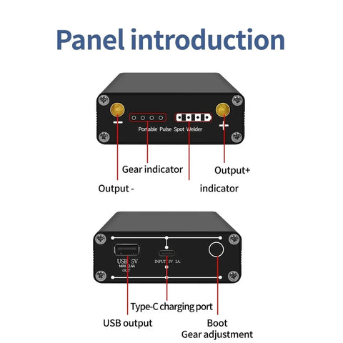Panel introduction of 9-Speed DIY Spot Welder Handheld Portable Mini Welding Pen for Nickel Strip and Thin Metals