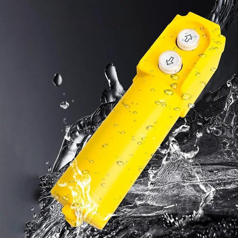 Crane Hoist Control Push Button Switch With 30UF Capacitor, 220V-380V Dual Voltage, IP55 Weather Resistant Pro-Grade ABS Pendant, Ergonomic Up Down Operation For Smooth, Safe Electric Hoist Lifting And Precise Traction. Yellow ABS pendant switch with up and down buttons