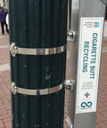 Five Eighths Inch Wide 304 Stainless Steel Band By Three Hundredths Inch Thick One Hundred Feet Long Heavy Duty for custom clamps and forming on a cigarette butt recycling bin.