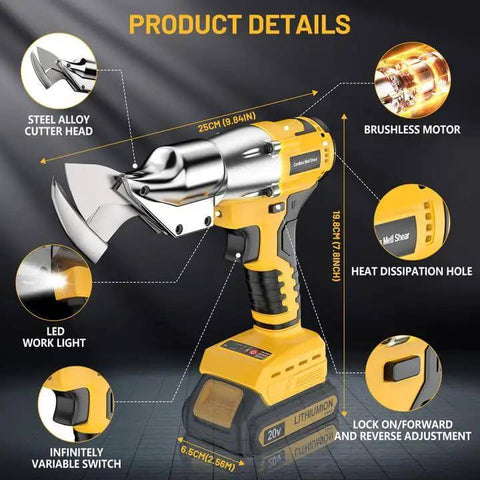 Cordless Metal Shears With 360 Degree Pivoting Head 20V Max Compatibility 221 Ft Lbs Torque Brushless Cutters detailed view