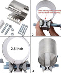 Beefy Stainless Steel 2.5 Inch Butt Joint Exhaust Clamp Set For Pipe To Pipe Connections Heavy Duty Clamp Pair For Mufflers