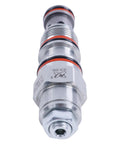Sun Hydraulics Compatible Balance Valve in silver metal with red O-rings for easy plug and play installation in hydraulic circuits.