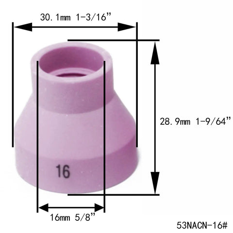 Champagne Ceramic Cup Alumina Nozzle H Type 53NAHCN Five Eighths Inch And 16mm for SR WP Series TIG Welding Torches