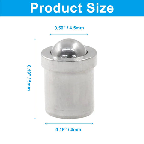 Heavy Duty Stainless Steel Ball Spring Plungers Packing Dead Tight Grip For Precision Machinery Adjustments 4mm By 5mm Specs close-up view