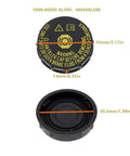 Top and side view of Nissan Clip-On Brake Master Cylinder Fluid Reservoir Cap 46020-AL500 55 By 14 mm Fits 350Z 370Z