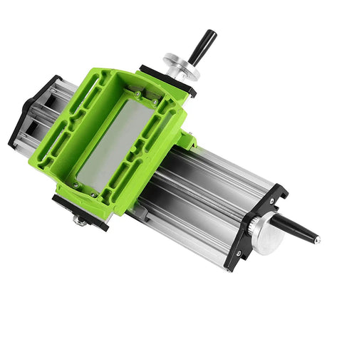 12.2 Inch Mini Milling Machine Worktable With Compound Drilling Slide Table, shown with green-coated cast iron base