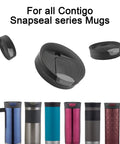 Two Replacement Gaskets And Stoppers For Contigo SnapSeal Byron Travel Mugs 16oz And 20oz Silicone Seals BPA Free Food Safe Easy Fit Replacement Lid Parts For Coffee Travel Tumbler, black lid seals