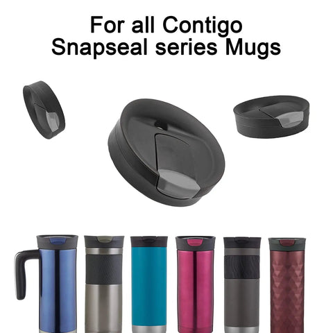 Two Replacement Gaskets And Stoppers For Contigo SnapSeal Byron Travel Mugs 16oz And 20oz Silicone Seals BPA Free Food Safe Easy Fit Replacement Lid Parts For Coffee Travel Tumbler, black lid seals