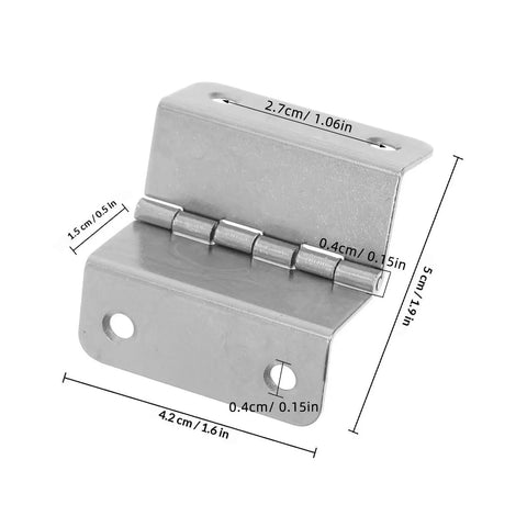 Stainless Steel Butt Cabinet Hinges With 180 Degree Fold Down Capability, showing dimensions and four-hole mount design