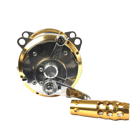 2 Speed Aluminum Big Game Trolling Reel for Inshore and Offshore Fishing Right Handed Drum Wheel Design with Lever Drag