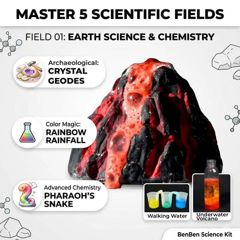 Hands On Science Kit For Kids Aged 8 To 12 With 105 Cool Experiments Including Volcano And Chemistry, showing a model volcano.