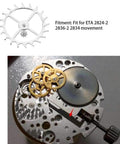 Escape Wheel Replacement Part for ETA 2824-2 2836-2 2834 Movements shown with watch mechanism