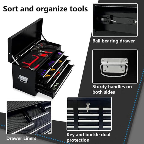 Heavy Duty Eight Drawer Rolling Tool Chest With Lockable Metal Cabinet For Garage And Workshop Setup Detachable Top Box Tough As Nails Steel Build For No Nonsense Shop Organization In Black
