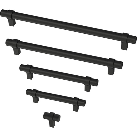 Matte Black Cabinet Handles 5-1/16 Inch Center to Center 128mm Drawer Pulls for Kitchen Cabinets Doors and Dressers 10 Pack