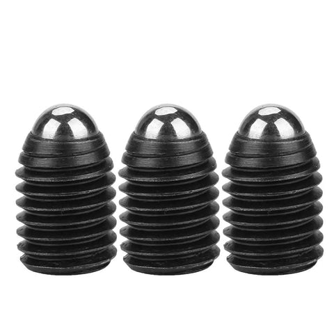 Heavy Duty Carbon Steel Ball Spring Plungers Set With Hex Socket Screws For Mechanic Projects And Shop Builds showing three black plunger heads.