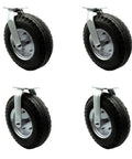 Heavy Duty 12 Inch Pneumatic Casters Set Of 4 With Black Rubber Air Filled Tires rolling on a white background.