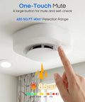 Battery Powered Photoelectric Smoke Alarm For Apartments And Dorm Rooms Standalone Smoke Detector With 85dB Alarm Early Smoldering Fire Warning Easy Install No Wiring Needed Ideal For Rentals And Small Homes on ceiling, white plastic