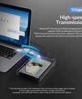 Slick Transparent Hard Drive Enclosure Built For 2.5 Inch Solid State Drives And 3.5 Inch Mechanical Disks Featuring Usb 3.0 Inputs for High-speed data transfer.