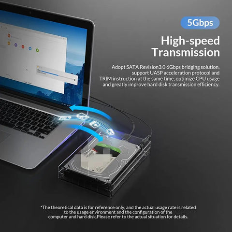 Top Notch Transparent Usb 3.0 To Sata Hard Drive Docking Station For 2.5 And 3.5 Inch Ssd Hdd Storage Box connected to a laptop.