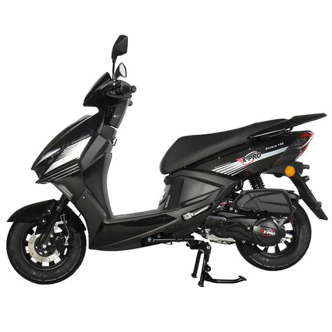 Solara 150cc Moped Scooter For Adults Gas Powered Street Ride with automatic transmission, black, side view