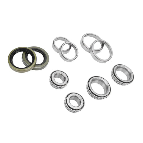 Ten-Piece Trailer Wheel Hub Bearings Kit With Inner And Outer Seals For One And Sixteenth Inch Axles on white background