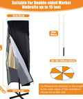 Heavy Duty Waterproof Patio Umbrella Cover For 13 To 15 Ft Double Sided Market Umbrellas 70 Inch Tall With Top Vent And Zipper