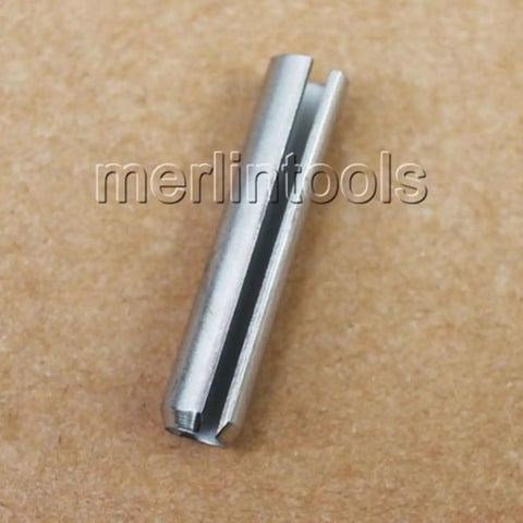 Close-up of a 304 stainless steel split spring dowel pin from the 300Pcs 304 Stainless Steel Split Spring Dowel Roll Pins Kit