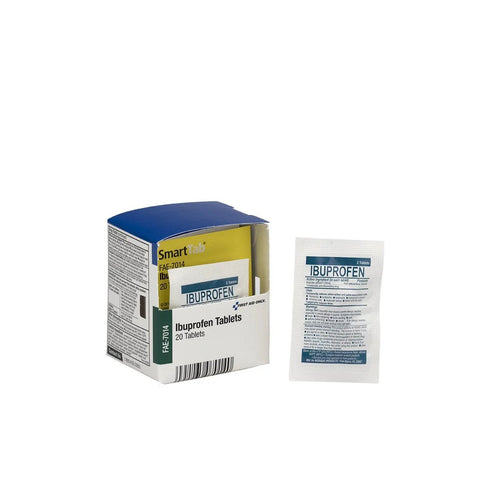 First Aid Only FAE-7014 ibuprofen tablets refill box with 20 tablets and a blister packet