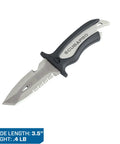Image of Beefy Titanium Dive Knife With 3.5-Inch Blade, Locking Sheath, And BCD Mount Kit For Scuba Gear, showcasing multi-tool edge.