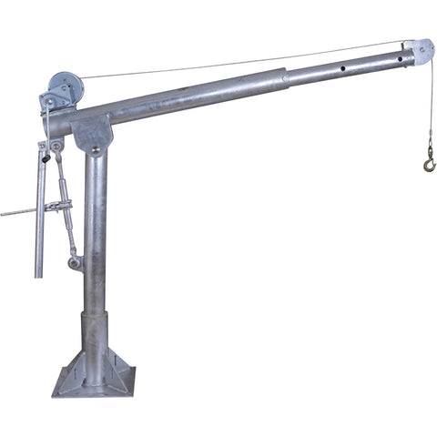 No Sweat Operation Heavy Duty Marine Davit Jib Crane Stainless Hand Winch 20 Ft Galvanized Cable 1000 Lb Capacity Rust Resistant Zinc Steel