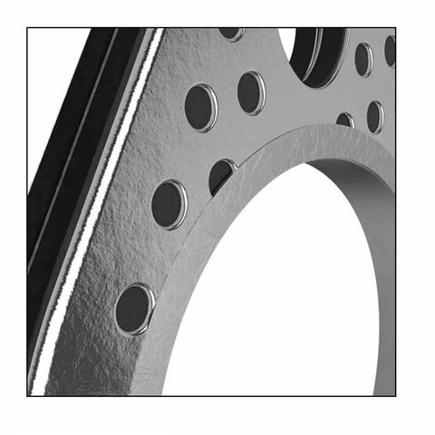 Close-up of stainless steel gasket from Exhaust Kit With Nuts Gasket And Studs For GMB139 Engine Fits 50cc To 150cc Scooters